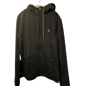 Vuori Mens Full Zip Hoodie Jacket Black Hybrid Performance Outdoor Training